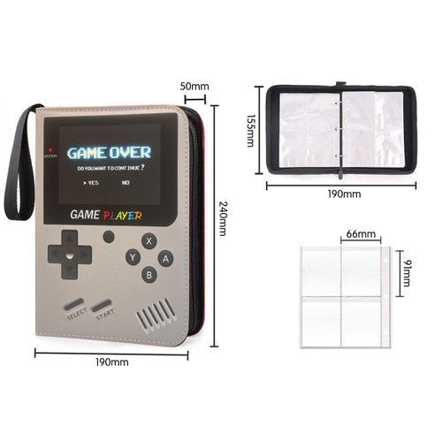 Card Binder for Pokémon - 4-Pocket Sleeves for Pokemans Cards Binder and PCTG Binder, Holds 400+ Cards-Includes 100 Extra Card Sleeves(Gray)