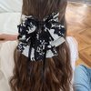 Capiant 2 PACK Big Bowknot Chiffon Hair Claw Clips, Floral Ponytail Clips, French Style Hair Accessories for Women Party Wedding Daily Wear