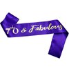 NAUXIUDSJS 70th Birthday Sash, Fabulous 70 Birthday Satin Sash with Gold Foil Words, Birthday Gift 70th Birthday Accessories Decorations Party Favor,Purple