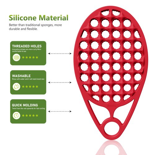 KOUPA Silicone Curly Hair Brush with Pick Comb, One Piece Twist Curl Comb for Afro Curls, Washable Hair Tool for Men Women, Red