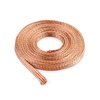 QWORK Flat Copper Braid Cable, 20ft 6mm Flat Copper Braided Ground Strap Wire, Flexible Shielding Wire Mesh, 1 Pack