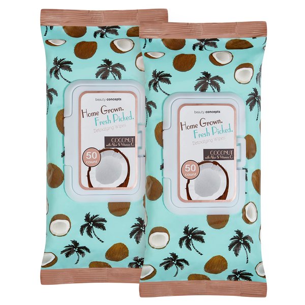 B.C. Beauty Concepts Makeup Remover Wipes – Gentle Facial Wipes for Easy Makeup Removal, 100 Count (Pack of 2), Coconut with Aloe & Vitamin C