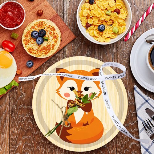 50 Pcs Fox Face Paper Dessert Plates Fox Party Supplies Woodland Animal Fox Plates 7"Fox Plates Jungle Animal Fox Theme Baby Shower Jungle Animal Cartoon Fox Birthday Party Decorations (Fox Face)