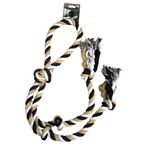 OmniPet Earthtone Dental Cotton Tug Dog Toy, 40" Rope with Five Knots