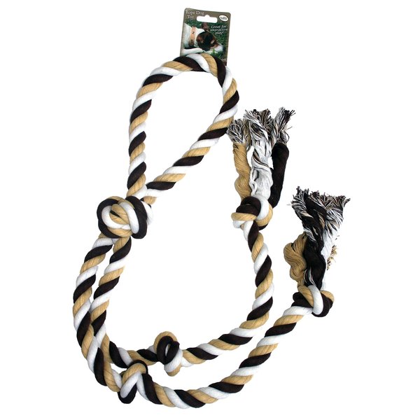 OmniPet Earthtone Dental Cotton Tug Dog Toy, 40" Rope with Five Knots