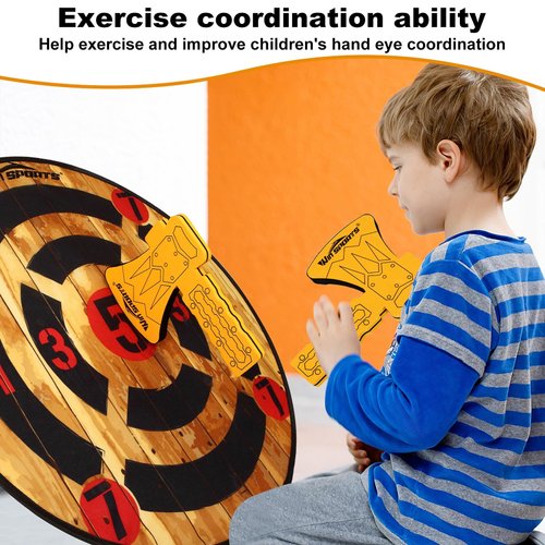 WIn SPORTS Toy Foam Axe Throwing Game - Indoor Outdoor Target Game,Includes Two Foam Axes, One 26” Easy Fold Target and A Carry Bag