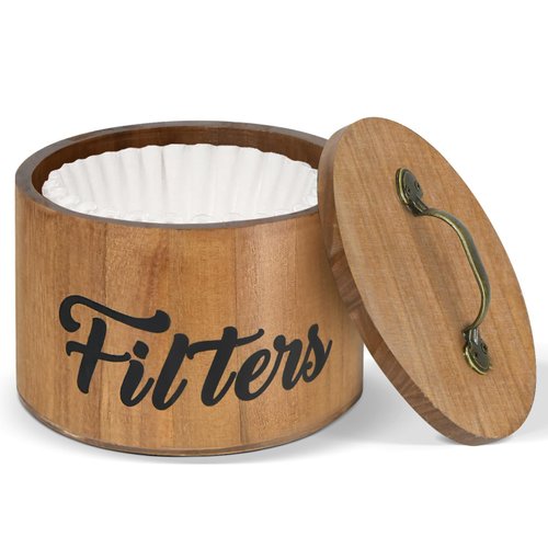 Coffee Filter Holder, Farmhouse White Coffee Filter Storage Container Coffee Filter Basket for Counter, Wooden Coffee Filter Case, Coffee Bar Accessories Coffee Station Organizer, Coffee Bar Decor