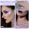 Highlighter Makeup Palette, Long Lasting New Formula, Dazzling Blue-Purple Shimmer, Sheer Base, Ideal for Face and Body Contour and Cheek Highlight (#05) Blue-Purple Dazzling Shimmer