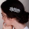BERYUAN Crystal Flower Hair Comb for Women Girls Prom Crystals Hair Comb Wedding Headpiece for Bride Bridemaid Flower Girls peacock blue