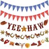 5 Pcs Western Cowboy Party Decorations Bandana Pennant Banner Wild West Banner Cowboy Banner Hanging Western Yee Haw Banner Western Decorations for Cowboy Birthday Party Supplies (Classic Style)