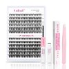 FADLASH DIY Eyelash Extension Kit, 240Pcs Lash Clusters with Lash Bond and Seal, Clusters Eyelash Applicator Tool, D Curl DIY Lash Kit (30D+40D Kit)