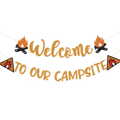 Camping Party Decorations, Welcome to Our Campsite Banner Campsite Decorations, Camping Birthday Party Supplies, Camping Theme Classroom Decor Camping Themed Party Decorations (camp)