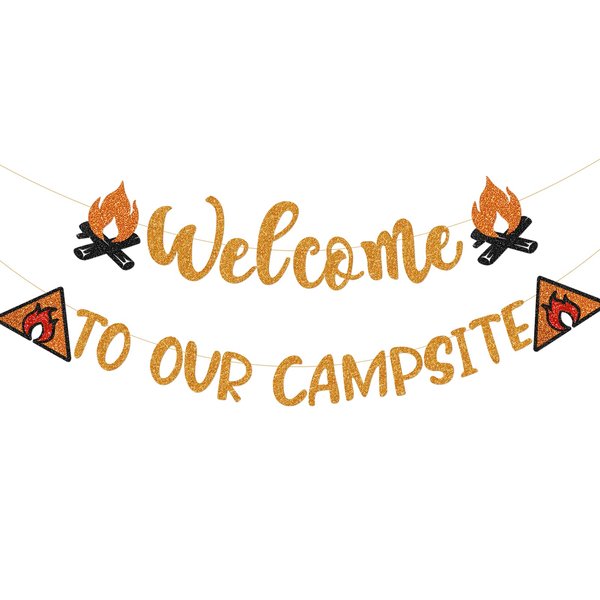 Camping Party Decorations, Welcome to Our Campsite Banner Campsite Decorations, Camping Birthday Party Supplies, Camping Theme Classroom Decor Camping Themed Party Decorations (camp)