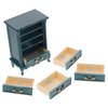 1pcs Miniature Chest of Drawers: Dollhouse Blue Tall Drawer Cabinet 1:24 Scale Mini Nightstand for Doll House Accessorie 2.12in ABS