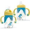 hahaland Sippy Cup for 6+ Month Old - 2 in 1 Spout & Straw Sippy Cups for Toddlers 1-3 No Spill Transition Weighted Straw Toddler Cups - 1 Cup with 2 Nipples