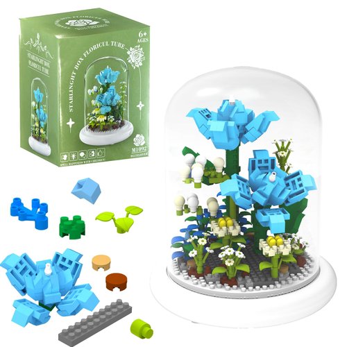 MJDDJA Rose Bouquet Building Kits, 570 Pcs Mini Bricks Building Blocks Sets for Adults, Forever Rose Decorated Flower with Dust Cover, Girlfriend Gifts,Christmas,Birthday,Mother's Day