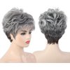 Gray Wig for Women, Elegant Fluffy Gray and White Pixie Cut Wig Natural Appearance Thickened Mixed Curly Hair Wig for Middle-Aged and Older Adults Daily Party Use Great Gift for Mom