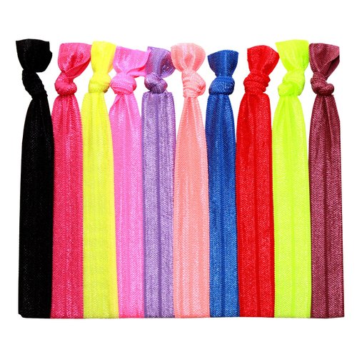 Syleia Hair Ties Pack of 100, Bright and Pastel Colors, Elastic Band, Ponytail Holders, Elastic Ribbon, Hair Band, Crease Free, Hand Knotted, Metal-free, Ouchless