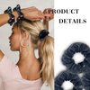 12 Pcs Faux Leather Jacket Cheer Hair Scrunchies For Thick Hair School Performance Scrunchy Sports Ponytail Holder Wrist for Girls Cosplay Show (Black)