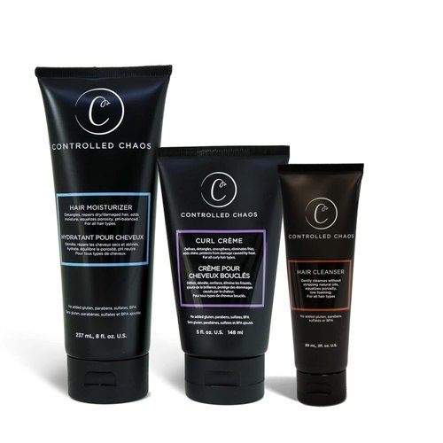 Controlled Chaos Hair Care Set for Curly Hair - 3 Pack Including Shampoo, Conditioner, Curl Defining Cream to Control Frizz & Nourish All Hair Types