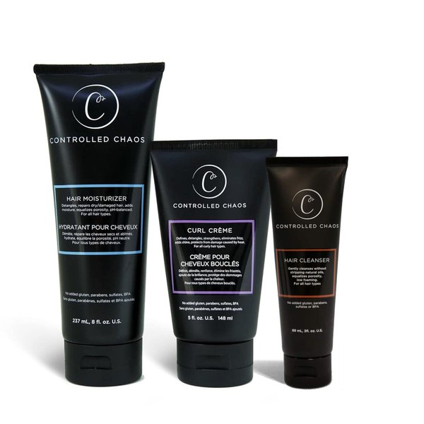 Controlled Chaos Hair Care Set for Curly Hair - 3 Pack Including Shampoo, Conditioner, Curl Defining Cream to Control Frizz & Nourish All Hair Types
