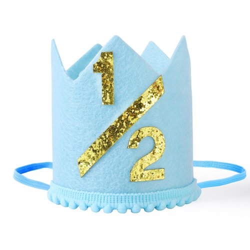 BAOBAOJOY 1/2 Blue Birthday Crown for Boys, Colorful Half Birthday Party Hat, Half Birthday Party Decorations, Birthday Blue Felt Hat, Birthday Hats for Kids(1/2 Blue Hat)