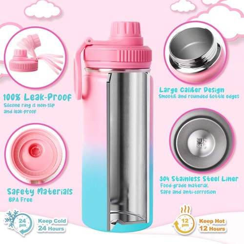 Wninbu Decorate Your Own Water Bottle Kits for Girls,Stainless Steel Mermaid Water Bottle Girls,Arts and Crafts Ages 4-6-8-10,Gem Art Mermaid Toys Gifts Birthday Christmas Stocking Stuffers (Mermaid)