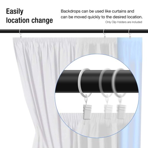 LimoStudio [Set of 10] White Metal Ring Clips for Studio Backdrop Background, Compatible with Backdrop Stands, Background Support Stand, Curtain Ring, Drapery Ring Clip, AGG3358