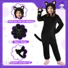 GIFTINBOX Cat Costume For Girls, Cat Noir Costume, Zip-Up Hooded Onesie Black Cat Costume for Kids Dress Up, Role Play Halloween Costumes for Kids Girls 5 6 7 8 9 10 11