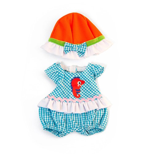 Miniland Doll Clothes for 11", 12", 13" Baby Dolls, Checked Romper, Cap, Shirt, Summer Doll Clothing, Fits American Girl, Corolle Calin, La Baby, Melissa, Baby Stella, Sweetheart