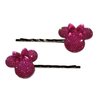 MOUSE JEWEL HEAD Handmade Bobby PIn Hair Clips - Set of 2 - You Choose Color (Hot Pink)