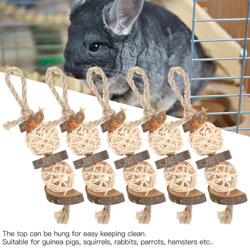GLOGLOW Small Animal Chew Toys, 5Pcs Hanging Rattan Ball Molar Teething Toys for Squirrel Rabbits Guinea Pigs Chinchilla HamsterChew Toys