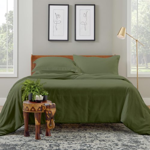 Cosy House Collection Luxury Duvet Cover Set 2-Piece - Blend of Rayon Derived from Bamboo - Ultra Soft Bedding - Zippered Comforter Protector, Includes 1 Pillow Sham (Twin/Twin XL, Sage Green)