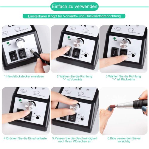 Professional Nail Drill Machine 30000 RPM Efile Electric Nail Filer Kit for Finger Toe Nails, Acrylic Gel Nails, Manicure Pedicure Drill with 6Pcs Nail Bits, 106Pcs Sanding Bands - Black