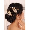 Kercisbeauty Gold Hair Comb Set for Women Wedding Bridal Headpiece with Champagne Crystal Pearl Hair Accessories