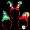 3 Pcs Light Up Christmas Headbands, Chrstmas Flashing LED Lights Headband, Chrismas Tree Santa Hat Elf Hat Christmas Headwear, Christmas Headpieces for Christmas Party Favors Costume Decor Supplies