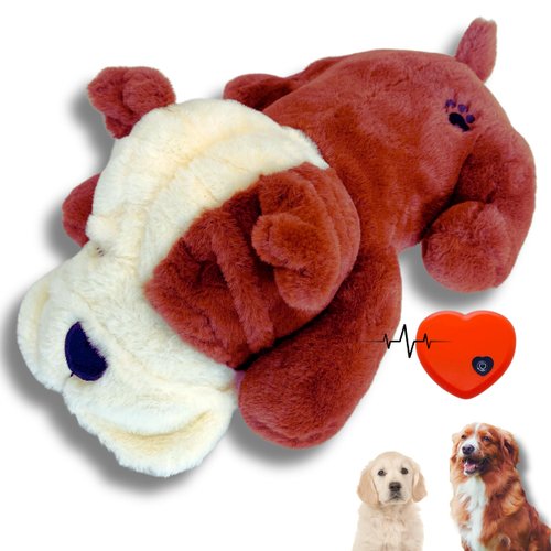 BEGA PET 10 in Brown Heartbeat Puppy Dog Toy - Interactive Stuff for Dogs Calming Sleep Aid - Stuffed Dog Toys with Heart Beat Pack - Comfort Breathing for Otter Dogs Cats Pets, Plush for Animals