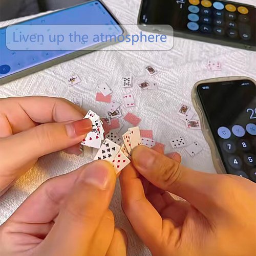 lukeerit Party Spoof Fun Mini Playing Cards，Miniature Poker Game，3 Copies