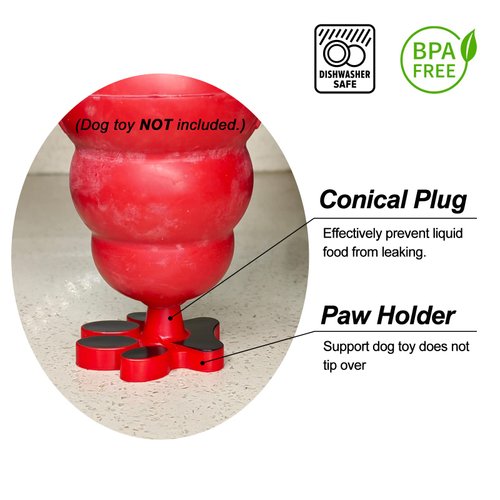 HOMDSG Dog Toy Holder Stopper Compatible with Classic Sizes X-S to XX-L, Only Plastic Paw Plug Included, Red, 4 Pack