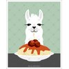 A 5J - White Llama Eating Spaghetti UNFRAMED Wall Art Print by Lee ArtHaus
