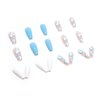 RTKHFZE Summer Acrylic Press on Nails Long Blue Fake Nails French Extra Long Acrylic Nails with Blue Swirl Designs Glossy Artificial Nails for Women and Girls 24PCS