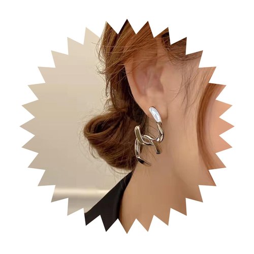 YienDoo Punk Long Tassel Drop Dangle Earrings Vintage Silver C Shaped Bar Cross Drop Earrings Studs Rock Statement Geometric Cross Earrings Prom Tassel Earrings Jewelry for Women