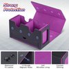 MTG Deck Box with 2 Commander Display, Commander Deck Box Fits 320+ Single Sleeved Cards, Deck Box MTG with Dice Tray, Magnetic MTG Deck Box Storage with 35pt Card Brick & 4 Dividers (Black&Purple)