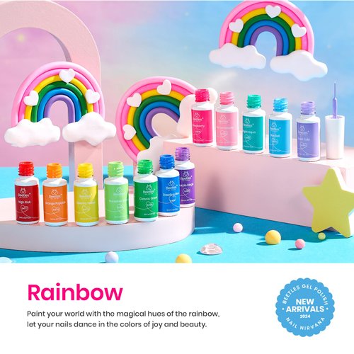 Beetles Gel Polish Rainbow Nail Art Gel Liner Gel Nail Polish Set, 12 Colors Rainbow Neon Summer Gel Polish Set Swirl Nails Built Thin Nail Art Brush in Bottle Soak Off Uv Nail Gel Kit Paint Gel Art