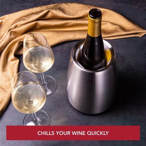 Vacu Vin Active Cooler Wine Elegant - Reusable Wine Bottle Cooler - Stainless Steel - Wine Cooler For Standard Size Bottles - Insulated Wine Bottle Chiller to Keep Wine Cold