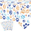 ASIMAO Puppy Paw Print Plastic Tablecloth,Blue Dog Birthday Party Supplies，Blue Dog Birthday Tablecloth，Puppy Dog Birthday Party Decorations.