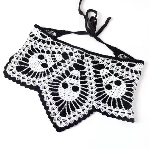 WLYIIC Halloween Gothic Crochet Hair Bandanas Headscarf-Halloween Skull Crochet Head Scarf Decoration Skull Triangle Headband for Women Girls Halloween Cosplay Headbands(Skeleton)