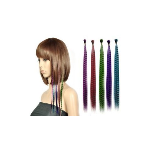 New Fashionable Mixed 5 Diffrent Colors Synthetic Hair Extensions 15&quot; Long