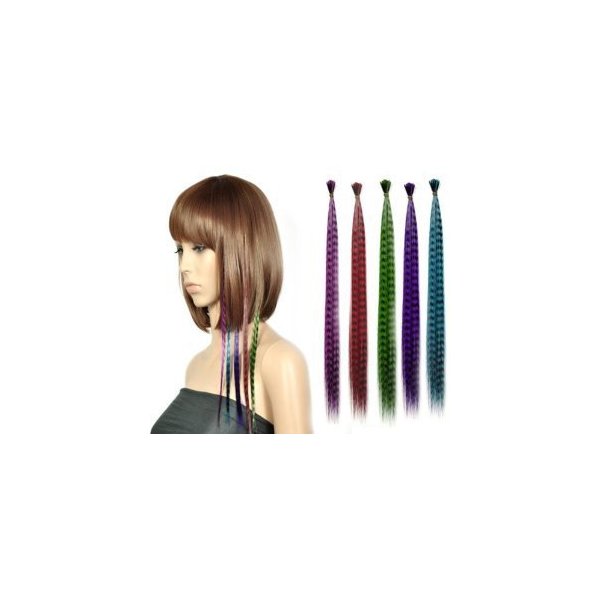 New Fashionable Mixed 5 Diffrent Colors Synthetic Hair Extensions 15" Long