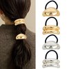 Metal Ponytails Hair Cuffs Gold & Silver Metal Hair Ties, Gold Metal Geometric Elastic Hair Ties, Fashion Glossy Arch Ponytail Hair Tie for Women Hair Accessories 4PCS